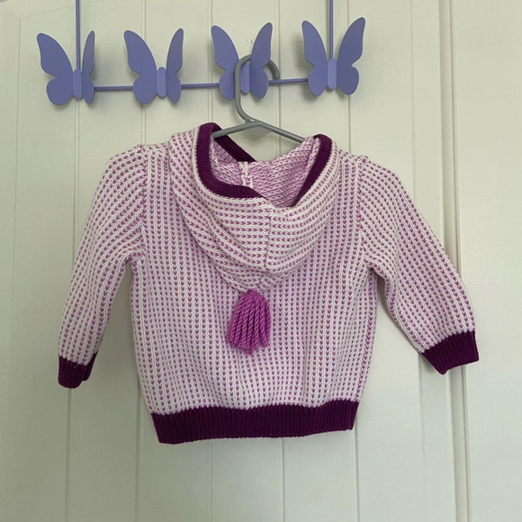 EUC | Gymboree baby girl’s knit button‎ up hooded sweater — 6-12 months - Picture 3 of 5